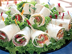 Experience the "Best Sellers!" This most popular platter consists of five 12-inch Roly Polys cut in quarters to serve five to 10 people. The 5 Roly Polys in this platter are the Monster Veggie, California Turkey, Smokehouse Turkey, Ranch Ro
