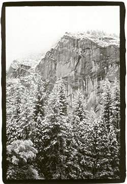 The granite face above Mirror Lake in Yosemite Valley.