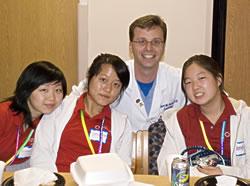 National Volunteer Week activities culminated with a thank you pizza/ice-cream social for the teen volunteers on April 20. Robert Horth, M.D., shared his stories about medical school with the teens, entertaining them with stories of college and medic