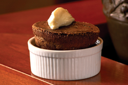 <b>Chocolate Ganache Souffle</b> is a Salt Creek Grille specialty. This made-to-order, fresh-baked double chocolate souffle is served piping hot and finished table-side with a warm chocolate ganache. Gift certificates, private dining room, patio dini