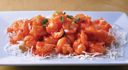 The <b>Chloe Shrimp</b> is a spectacular combination of crunchy shrimp coated with a sweet and pungent sauce with a hint of garlic. Perfectly prepared, it