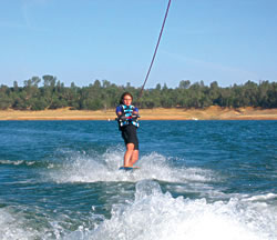 Jolie showing off her wakeboarding skills at the lake