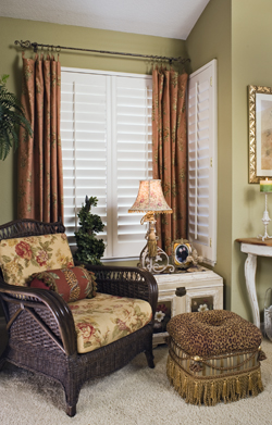 A quiet corner in the master bedroom acts as a lovely spot for reflecting on the day