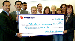 On September 15, Union Bank awarded a $500 check to the Santa Clarita Artists