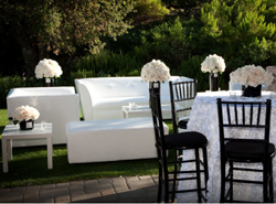 Lounge-style set ups are all the wedding rage, with smart seating collections placed conveniently near the dance floor and bar areas. Also "white hot": ivory and white are back in a big way, with flowers, decor, seating and linens all taking inspirat