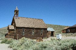 A church still stands in Bodie, which also once boasted 65 saloons and three breweries.