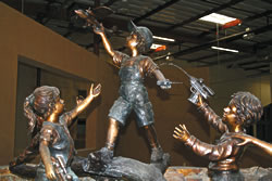 The large fountain found at the front of Homemakers new 100,000-square-foot-facility features children in play, a perfect representation of the hope, help and healing motto associated with the Michael Hoefflin Foundation.