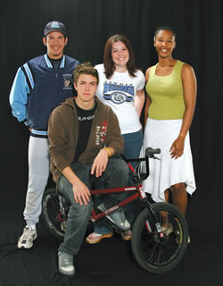 BACK: L to R - Thomas Milone, Caitlin Morris, Brittney Walker. FRONT: Daniel Crescenti