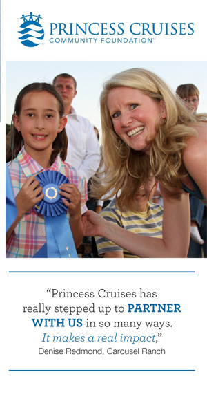 Princess Cruises President Jan Swartz congratulates participants at Carousel Ranch