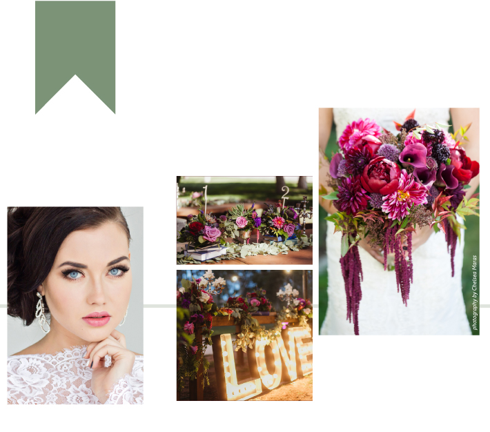 LEFT courtesy of Shutterstock   RIGHT flowers by Acton Creative Flowers photography by Chelsea Maras