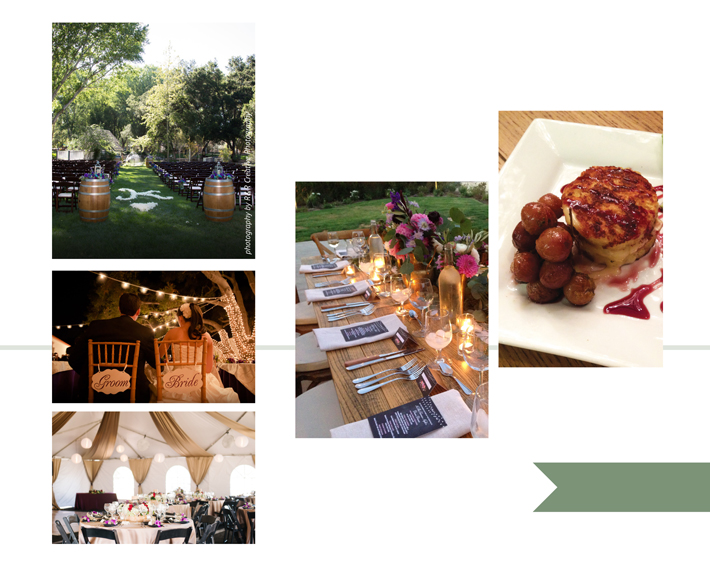 LEFT AV Party Rentals photography by R&R Creative Photography   RIGHT Salt Creek Grille Catering