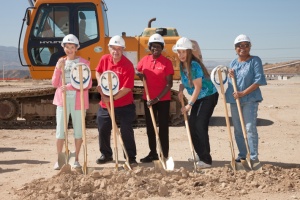 Members of the SCV Senior Center smile for the camera at the Center groundbreaking event.